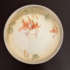 Regina Ware Germany Hand Painted 6 Inch Plate Orange White Pink Flower Gold Trim